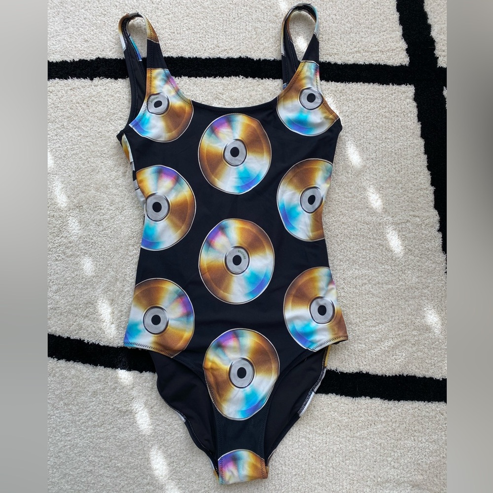 Designer Collaboration!! Moschino + H&M Pattern Swimsuit-Record Disc Detailing!